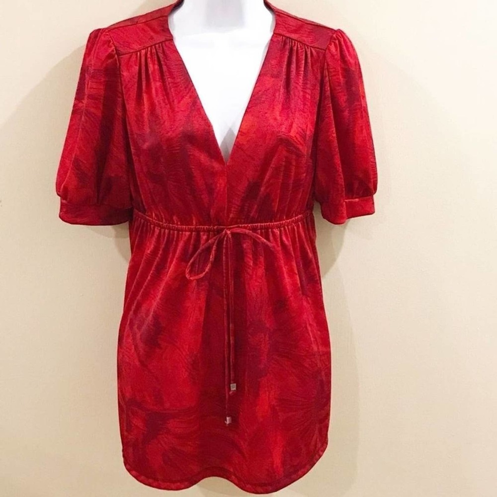 MICHAEL Michael Kors Floral Red Tunic Tie Front Small